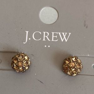 JCrew stud rhinestone earrings NWT gold color
